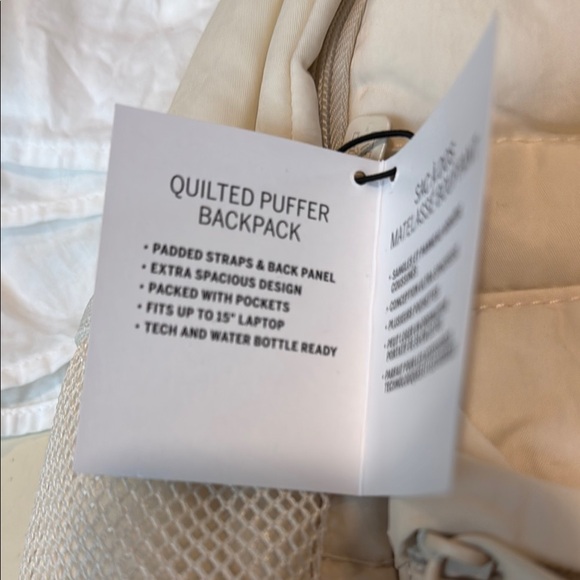 PINK Victoria's Secret Cream Quilted Puffer Backpack - Picture 5 of 6